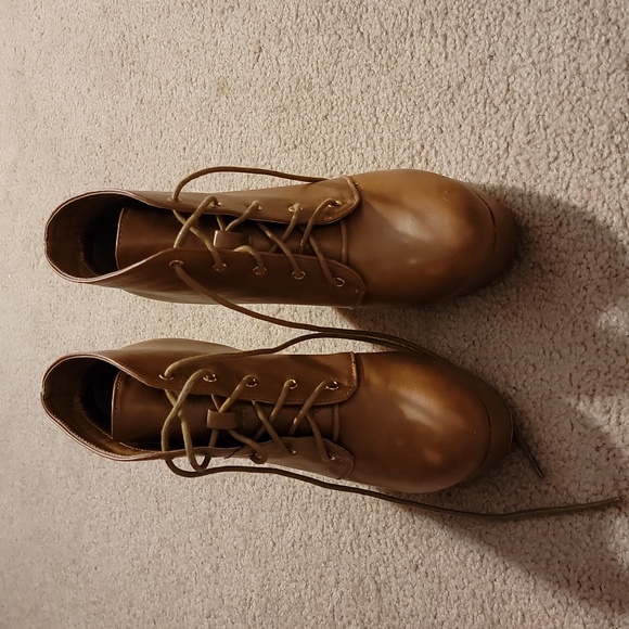 Forever 21 Shoes - Tan lace up booties. Great condition. Approx 3.5 in chunky heel. Size 8.